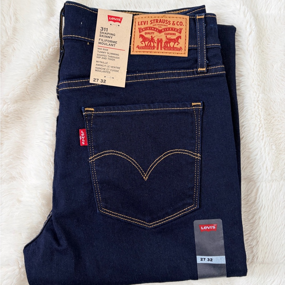 27x32 Levi's 311 Skinny Jeans in Blue Wave with Gold Stitching